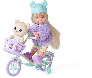 Simba - Evi Love Vélo Nounours - Mini Poupée de 12 cms en Balade - 3 Accessoires Inclus - A Partir de 3 Ans