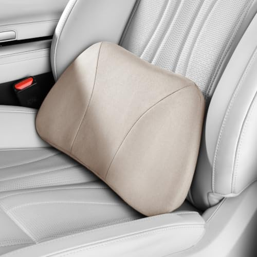 POKSRI Coussin Lombaire Voiture,soulage douleurs dorsales,s'adapte étroitement Taille,Mousse mémoire,Daim hypoallergénique,chaises Bureau,sièges Repos, améliore Posture, Portable, 39×22cm