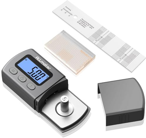 ALLmeter Digitaler Plattenspieler Stylus Drucksensor, Hochpräzise 0,01g, 5G Max, VTA Justierschablone, Einheitumrechnung, Auto Abschaltung, inkl. Zubehör