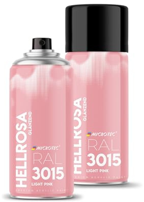 MICROTEC Spraylack | 400 ml | högkvalitativ akryllacksspray | matt eller glänsande | sprayfärger för metall, trä, plast och mycket mer. | stort färgurval (ljusrosa glänsande – RAL 3015)