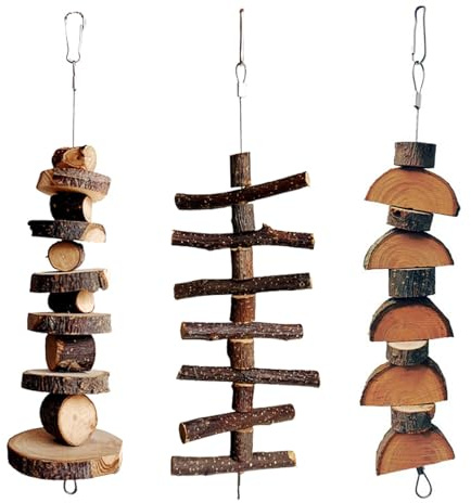 Rebecca online 3pcs Small Animal Chews Toy Natural Apple Wood Block Cage Hanging Molars Treats Snack for Hamsters Rabbits Bunny Bird Parrots Chinchilla Guinea Pig Gerbils Squirrels