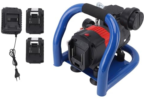 banapoy Däck Inflator Bärbar Luftkompressor, Trådlös Elektrisk Pumpluftkompressor med 1 Laddare och 2 Batterier, för Bil, Cykel, Fordon, Passar för 18V B -serie Li Jonbatterier (EU)