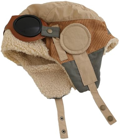 Generisch Gorro de cazador para niños – 21,26 pulgadas | Gorro de felpa – cálido invierno retro piloto estilo piloto orejeras, protección para la nieve de aviación para días fríos, festivales