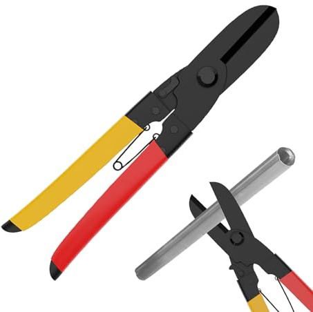 Sghtil Forbici da taglio in metallo, forbici per tagli dritti, forbici per aviazione con blocco di sicurezza e impugnatura antiscivolo, per officine, lavori fai da te, cantiere, installazione condotto