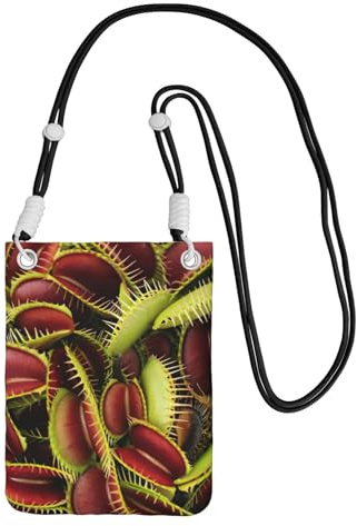 KLJnmbb köttätande växt tryck kvinnor män mobiltelefon crossbody väska mobilväska plånbok för resetillbehör
