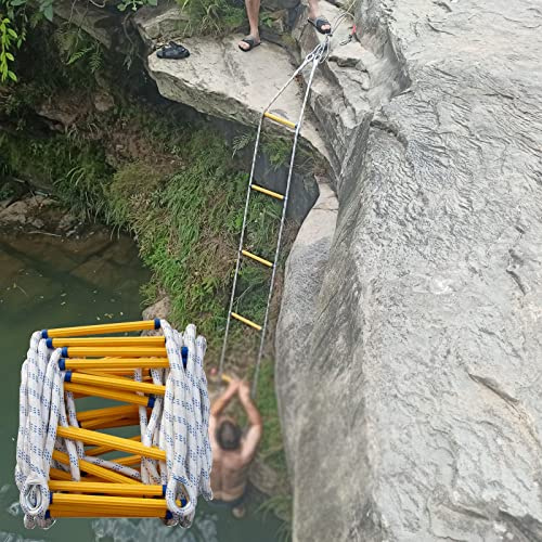 Escalera de cuerda de escape de incendios de nailon de 15 m para ventanas, balcones, capacidad de peso de 450 kg, herramienta de escape de seguridad para uso doméstico