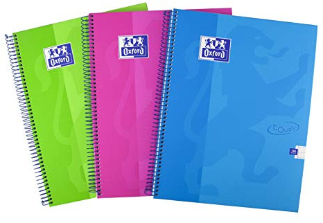Oxford Touch A4 160 Page Wirebound Hardback Notebook Assorted Colours, Pack of 3