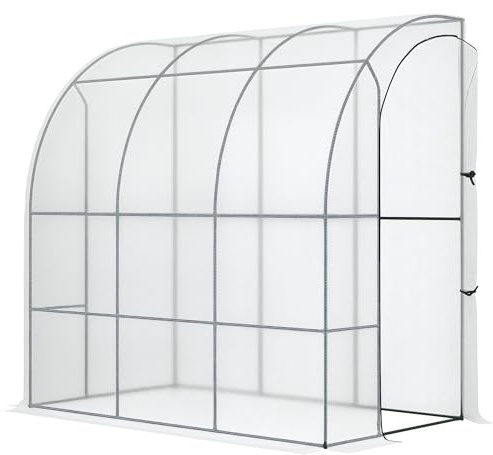 Outsunny 7' x 4' x 7' Outdoor Lean to Greenhouse Walk-in Green House White