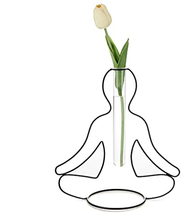 Balvi Blumenvase Silhouette Farbe Schwarz Dekorative Vase in Form Einer Yogahaltung Metall/Glas