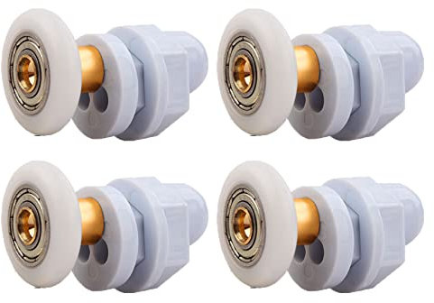 Qikuver Duschkabine Rollen, 4 Stück Ersatzrollen Ersatzteile Duschkabinen Glastürrolle, Kupferstab Schiebetür Rollen, für Duschtür Rollen Duschkabinen Rollen Badezimmer Zubehör (23MM)