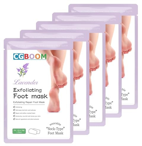 5 Pairs Foot Peel Mask,lavender Foot Exfoliating Mask Socks Calluses Remover Dead Skin, Moisturizing Feet Peeling Mask for Dry Skin,Cracked Heels,Foot SPA Socks for Women and Men (Lavender)