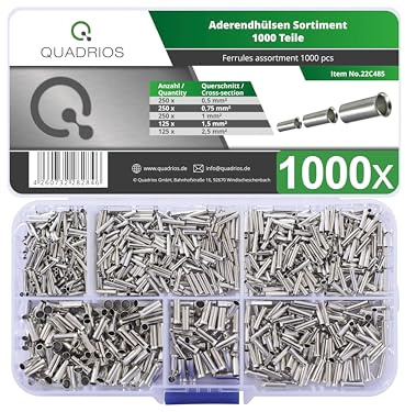 QUADRIOS 22C485 Aderendhülsen-Sortiment Unisoliert 1000 St.