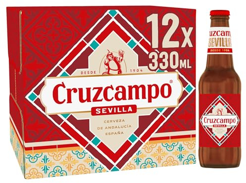 Cruzcampo Spanish Lager, Premium Andalusian Beer, 4.4% ABV, 12 x 330ml, Authentic Crisp Taste from Seville