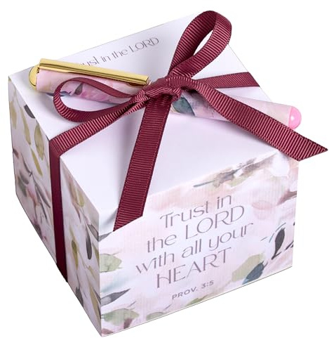 Christian Art Gifts Note Cube & Pen, Trust in the Lord Bible Verse
