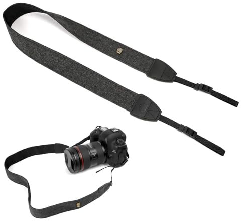 BIVOFU Correa de Cámara, Correa de Hombro Vintage Para Cámara SLR y DSLR, Correa Para Cámara, Correa Para Transporte de Cámara Cómoda y Resistente Correa de Cuello de Algodón y Piel Sintética (Negro)