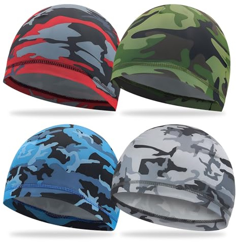 LDBKLGHJ 4 Pcs Unisex Bandana Skull Caps - Premium Polyester Durags for Men, Breathable Cycling Cap & Welding Beanie-Sweat Wicking-Perfect for Outdoor Activities