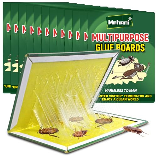 Sticky Pest Traps, Mehani 12 Pack Sticky Glue Boards, Large Extra Strong Sticky Pads, Efficient Foldable Sticky Traps Boards, Glue Boards for Multiple Insects in Indoor Outdoor Garage Kitchen Garden