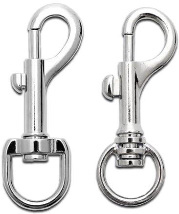 Kisstta Mosquetón con articulación giratoria, mosquetón para perro, mosquetón de acero inoxidable, 2 unidades para llaveros, correas para perros y usos múltiples