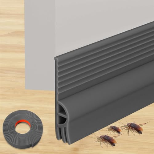 Guyode Burlete Puerta Entrada Exterior Autoadhesivo, Tira de Sellado para Puertas, Cubre Puertas para el Suelo, Burlete Ventana Corredera Antipolvo Aislamiento Acústico Prueba De Viento (Gris Oscuro)