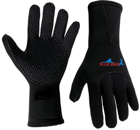 HKSICHENGKEJIUK 3mm Wetsuit Gloves Swimming Neoprene Men Women Thermal Anti-slip Adjustable Strap Diving Gloves Swimming Surfing Cold Water Keep Hands Warm (Black, XL)