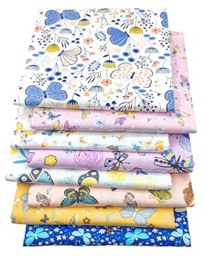 Tela de patchwork de costura, 8 piezas de flores de 50 x 50 cm de algodón impreso, juego de tela de algodón pequeña chatarra para manualidades, manualidades