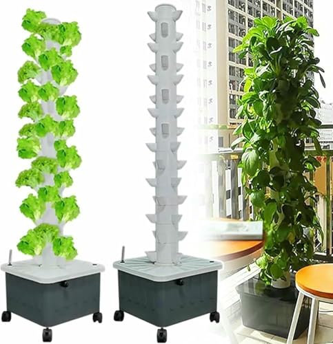 RRrawgff Torre idroponica, Sistema di Coltivazione idroponica da Giardino per Erbe aromatiche, Frutta e Verdura, Kit di Coltivazione aeroponica con Pompa, Vaso a Rete, Erbe aromatiche