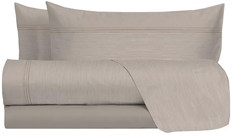 hermet Set Lenzuola Matrimoniali 100% Cotone, Completo Letto Matrimoniale, 2 Piazze Fantasia Effetto Tela, Lenzuolo da Sopra + Lenzuolo da Sotto + 2 Federe