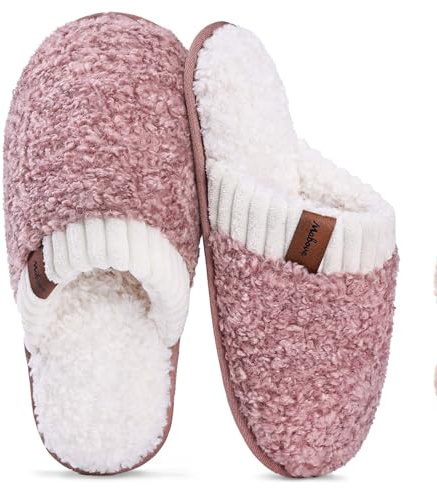 Mabove Slippers Women Ladies Cosy Memory Foam Warm Soft Slippers for Indoor(Pink,5/6)
