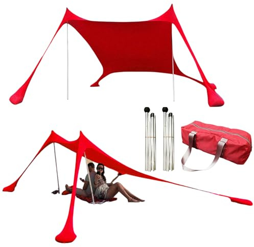 Anti-UV strandskydd 200 x 160 x 160 cm - skuggor strandtält skydd UV-skydd litet utomhustält med 2 stolpar, för 1 till 3 personer, för picknick fiske camping