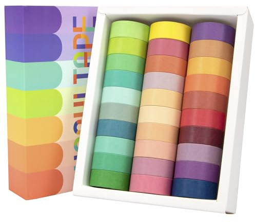 IEEBEE 30 Rolls Washi Tape Set, Decorative Washi Tape, Colored Tape, Scrapbook Tape, Craft Tape for Scrapbook Supplies, Journaling