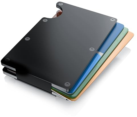 CSL - RFID Blocker Kartenetui mit Cash Clip - Aluminium Karten Schutzhülle - NFC RFID Abschirmung Blocking - Kreditkartenhülle - für bis zu 12 Karten, kompakt und stabil