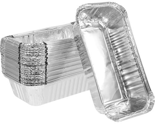 UKCOCO 50 Piezas Cajas de Aluminio para Alimentos Resistentes Altas Temperaturas Bandejas Desechables para Barbacoa Hornear y Picnic sin Tapa Aptas para Horno y Uso Múltiple