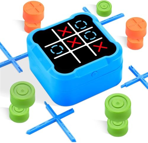 Electrónico Tic TAC Toe Bolt,Juegos de Viaje Portátiles 5 en 1,Juego de Fiesta Familiar,Juegos para Niños para Educación y Crecimiento de la Memoria para Todas Las Edades(Azul)