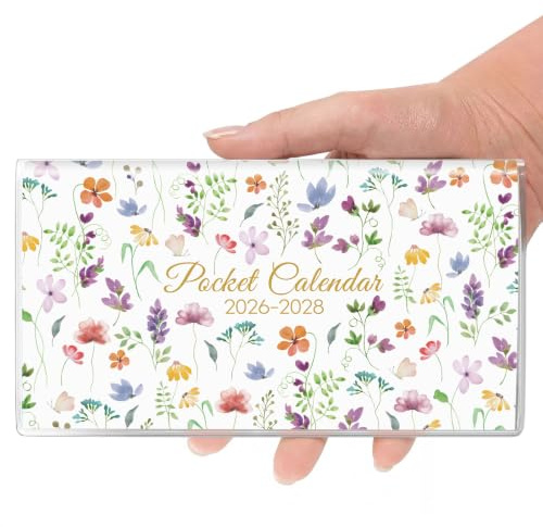 Calendario de bolsillo 2026-2028 para bolso, planificador de bolsillo 2026-2028 de 30 meses con cubierta suave impermeable y papel de primera calidad, 6.5 x 3.5 pulgadas, Bloom