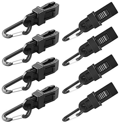 Aipaide Clip de Bâche Tente 8 Pièces Clip de Tente Résistant pour Camping Clip de Verrouillage Robuste, Pince de Tente Noire Attaches de Bâche pour Tente Auvent, 8.5 * 3cm