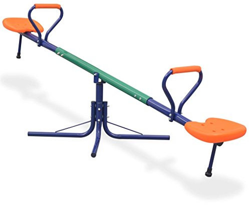 Tidyard 360-Grad Drehbaren Wippe Karusselwippe für Garten,Gartenwippe Kinderwippe Wippschaukel Wippe Garten für 3-10 Jahre Kinder,Belastbarkeit:45 kg,Stahl und Kunststoff,Blau, Grün und Orange