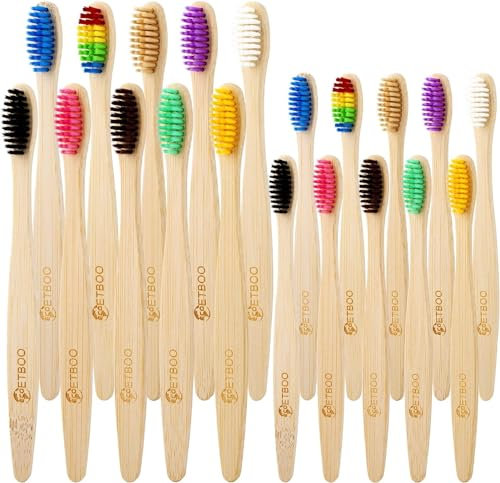 Erwachsene Kinder Bambus Zahnbürsten 20 Stück, natürliche Holzzahnbürsten mit weichen Borsten 10 Stück Zahnbürste für Erwachsene + 10 Stück Zahnbürste für Kinder