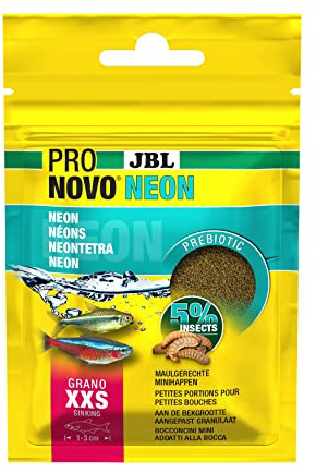 JBL PRONOVO NEON GRANO Mangime Principale per Neon e Piccoli Salmler da 1 a 3 cm, Granulato per mangime per pesci, Taglia XXS, 20 ml