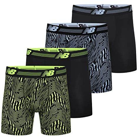 New Balance, Calzoncillos Tipo bóxer sin bragueta para Hombre, 15 cm de Entrepierna, 4 Unidades, Medium