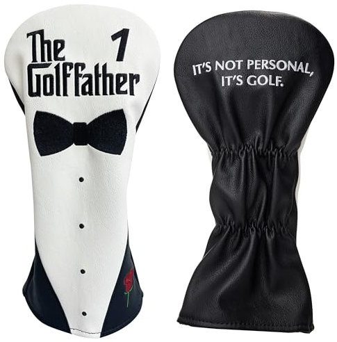 Shanker Golf Driver Headcover - The Golf Father Driver Cover - Funny Golf Club Cover for a Golf Lover, Gift for Dad - Tour Grade PU Leather, Waterproof, Soft Lining, Embroidered Logos