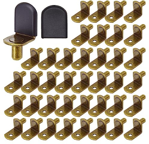 Hocansen 50 Stück L Form Regalbodenträger 6mm Flache Löffelart Regalträger L-Regalstifte mit Loch für Möbel，Schränke und Bücherregal(Bronze/L)