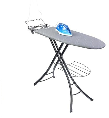 Strykbräda, vikbar bordstrykbräda, justerbar höjd 69 cm till 89 cm, extra tjockt överdrag, silikonjärnsele, kraftigt strykbord med halkfria fötter, grå