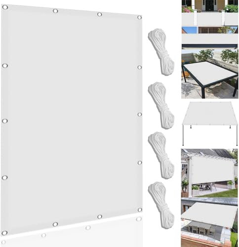 Sonnensegel Sonnenschutz Windschutz 300 x 540 cm,(Nach Mass) Markisenstoff 98% Uv Schutz Wasserabweisend, Markisenstoff Balkonverkleidung,Für Balkon Garten, Weiß