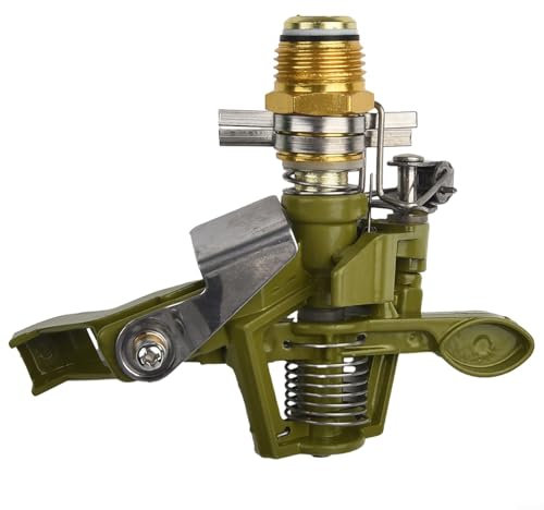 Aspersor de césped, aspersor de impulso, 12 aspersores de latón con cobertura de círculo completo, herramienta de riego de aspersor de doble entrada de agua