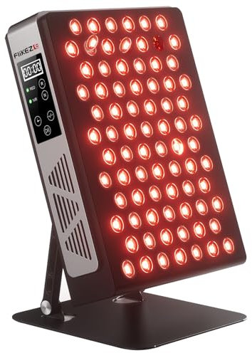 FliKEZE Infrarotlampe, 78 LEDs Dual-Chip, 660/850nm Rotlichttherapie Panel Lampe, Schmerzlinderung, Energieboost, Verstellbarer Ständer, Extra Augenschutzbrillen Inklusive