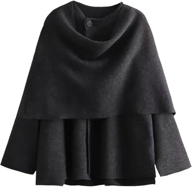 Kissonic Übergroßer Damen-Schal, Jacke, Strick, langärmelig, Knopfleiste, Winter, Peacoat (Grau, M), GRAU