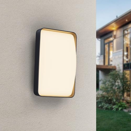 Klighten Moderno Lampara de Pared LED Exterior Interior IP65, 12W Aplique Pared Exterior de Aluminio + PC 3000K Blanco Cálido Perfecto Para Dormitorio, Patio,Terraza, Corredor (Antracita)