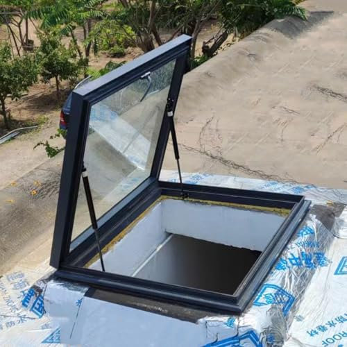 Trappe d'Accès au Toit Fenêtre de Sortie de Toit de Grenier, Porte D'accès Universelle pour Évent de Cave, Fenêtre de Toit de Sous-sol Hautement Étanche, Alliage D'aluminium + Double Vitrage(22x30(55