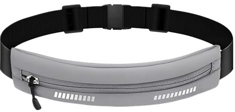 Cintura da Corsa, Borsa Portacellulare, Marsupio da Corsa Ultraleggero, Unisex, con Strisce Riflettenti, Marsupio Elastico Regolabile, Adatto per Sport, Fitness, Ciclismo, Escursionismo (Grigio)