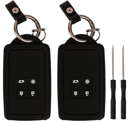 2er Set Silikon Autoschlüssel Hülle für Renault 4-Tasten Smartkey Keyless Go Passend für Clio Espace 5 Master Bus Talisman + 2 Schlüsselanhänger Schutz und Style für Deinen Schlüssel